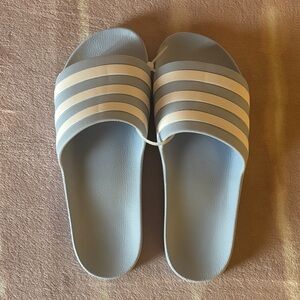 Adidas Light Blue and White Slides SIZE 11 men